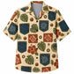 Labor Day Hawaiian Shirt- Denim Pocket and Tapa Square Print for Summer