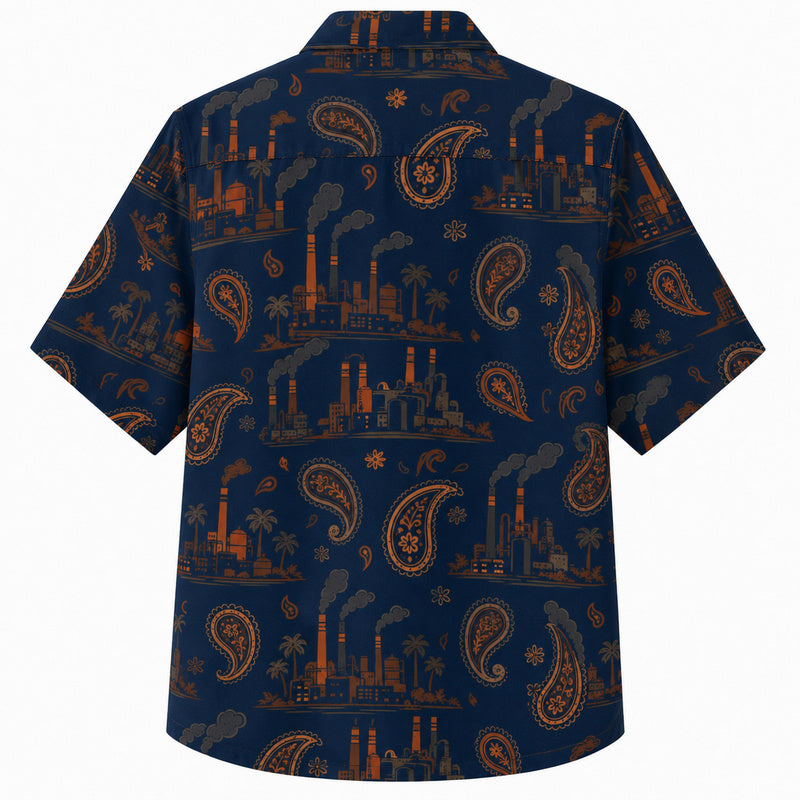 Labor Day Hawaiian Shirt - Factory Paisley and Palm Print for Tradesmen