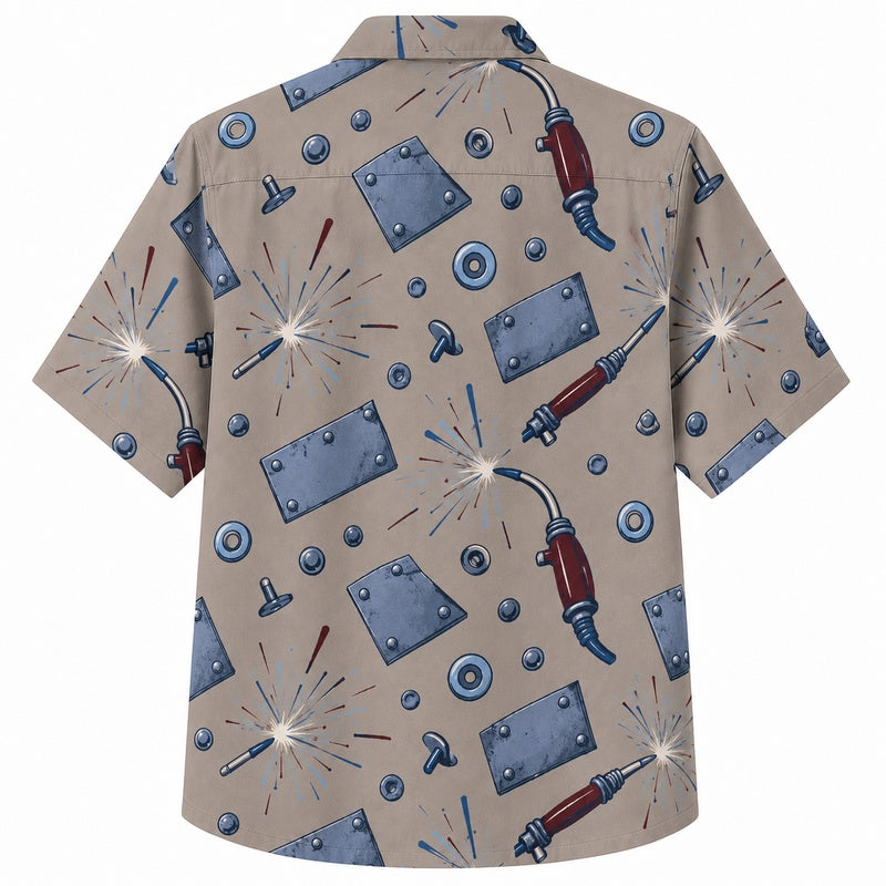 Labor Day Hawaiian Shirt Firework Tool Cream Print for the Holiday