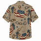 Labor Day Hawaiian Shirt- Flag Bunting Rope and Star Print in Tan