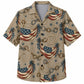 Labor Day Hawaiian Shirt- Flag Bunting Rope and Star Print in Tan