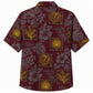 Labor Day Hawaiian Shirt- Framed Palm Leaf and Hibiscus in Burgundy
