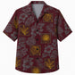 Labor Day Hawaiian Shirt- Framed Palm Leaf and Hibiscus in Burgundy