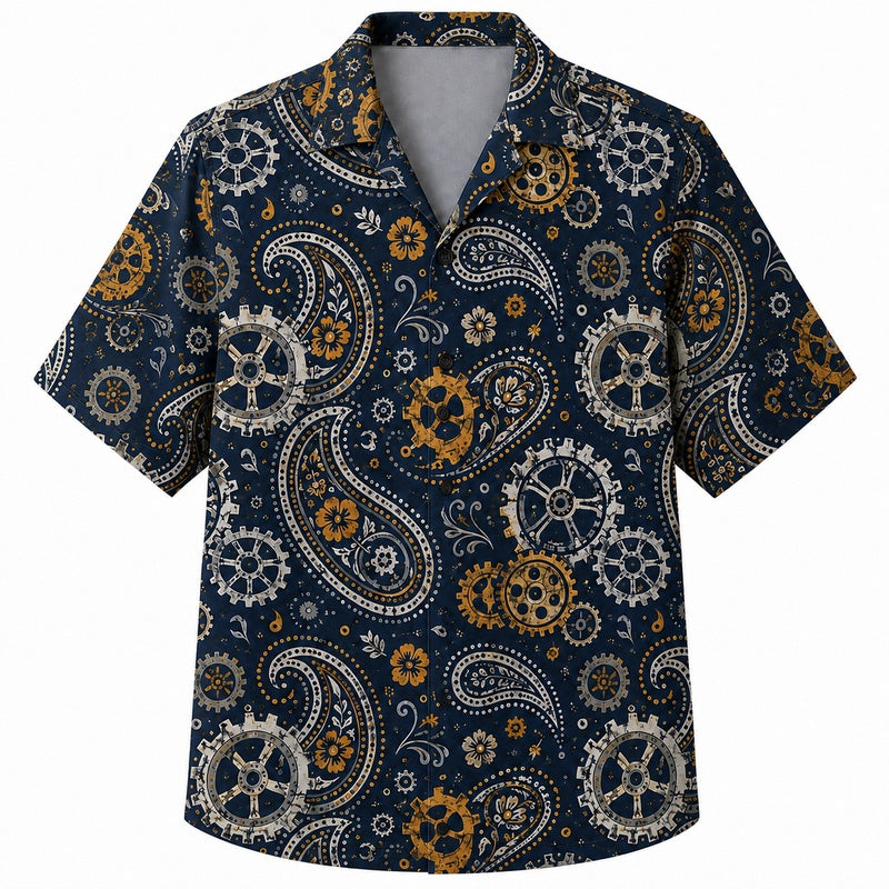 Labor Day Hawaiian Shirt- Gear Paisley Bandana Print for Men