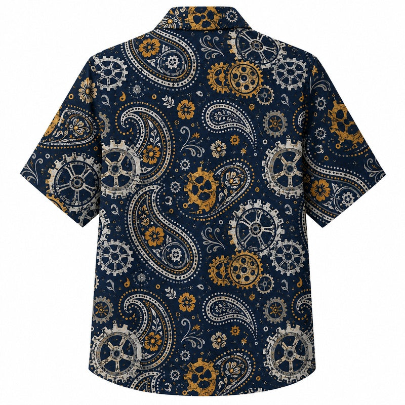 Labor Day Hawaiian Shirt- Gear Paisley Bandana Print for Men