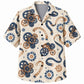 Labor Day Hawaiian Shirt- Gear Ribbon Starburst Print for the Holiday