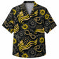 Labor Day Hawaiian Shirt- Gold Flag and Sunburst Tie Dye Print in Black