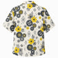 Labor Day Hawaiian Shirt- Golden Hibiscus and Iron Gear Bloom Print