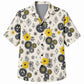 Labor Day Hawaiian Shirt- Golden Hibiscus and Iron Gear Bloom Print