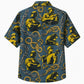 Labor Day Hawaiian Shirt- Golden Welder and Chain Link Print in Teal