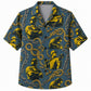 Labor Day Hawaiian Shirt- Golden Welder and Chain Link Print in Teal