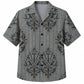 Labor Day Hawaiian Shirt- Gray Pinstripe and Crossed Tool Print