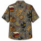 Labor Day Hawaiian Shirt- Grill and Cooler Cookout Print in Slate Grey