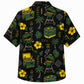 Labor Day Hawaiian Shirt- Grill and Palm Pinstripe Cookout in Black