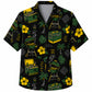 Labor Day Hawaiian Shirt- Grill and Palm Pinstripe Cookout in Black