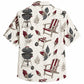 Labor Day Hawaiian Shirt- Grill and Striped Chair Bloom Print