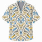 Labor Day Hawaiian Shirt- Handsaw and Chain Damask Print in Cream