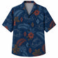 Labor Day Hawaiian Shirt- Hard Hat Blueprint and Palm Print on Navy