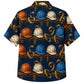 Labor Day Hawaiian Shirt Hard Hat Horseshoe Navy Print for the Holiday