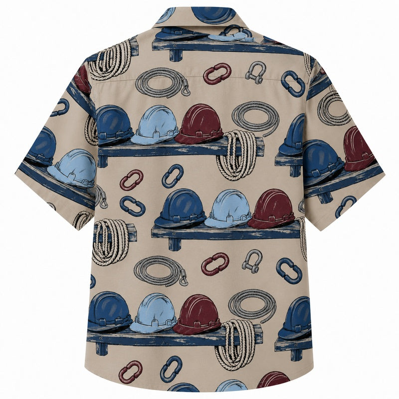 Labor Day Hawaiian Shirt Hard Hat Rope Tan Print for the Holiday