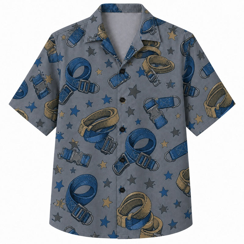 Labor Day Hawaiian Shirt Hard Hat Star Slate Print for the Holiday