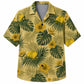 Labor Day Hawaiian Shirt- Hard Hat and Monstera Jungle Print in Sand