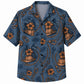 Labor Day Hawaiian Shirt- Helmet Rope and Hibiscus Print in Blue
