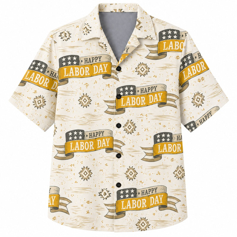 Labor Day Hawaiian Shirt- Holiday Banner Diamond Print for the Weekend