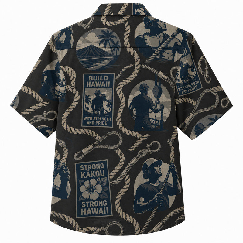 Labor Day Hawaiian Shirt- Island Poster Rope Panel Print for the Holiday