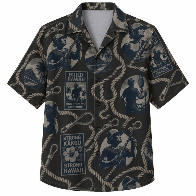 Labor Day Hawaiian Shirt- Island Poster Rope Panel Print for the Holiday