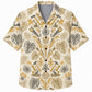 Labor Day Hawaiian Shirt- Ivory Hammer Fern Damask Print for Summer