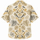 Labor Day Hawaiian Shirt- Ivory Hammer Fern Damask Print for Summer