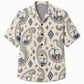 Labor Day Hawaiian Shirt- Ivory Paisley and Crane Motif Print