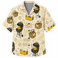 Labor Day Hawaiian Shirt- Kettle Grill and Cooler Picnic Print in Cream