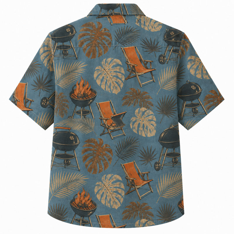 Labor Day Hawaiian Shirt - Kettle Grill and Lawn Chair Print for the Crew