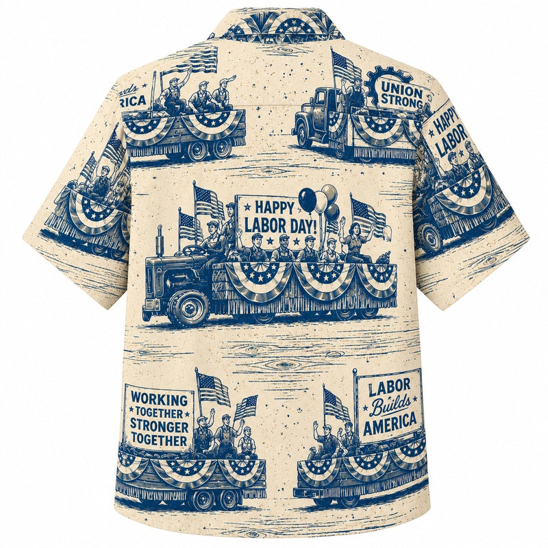Labor Day Hawaiian Shirt Labor Day Locomotive Print for the Holiday