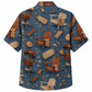 Labor Day Hawaiian Shirt- Lawn Chair and Firewood Grill Print