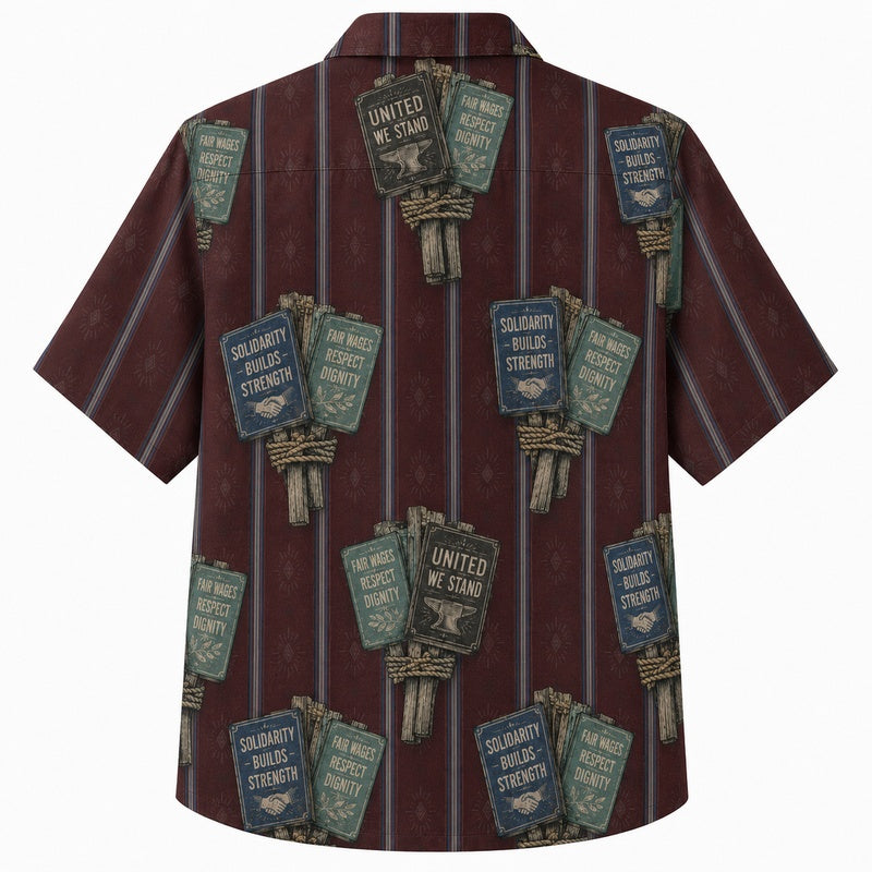 Labor Day Hawaiian Shirt Ledger Card Maroon Print for the Holiday