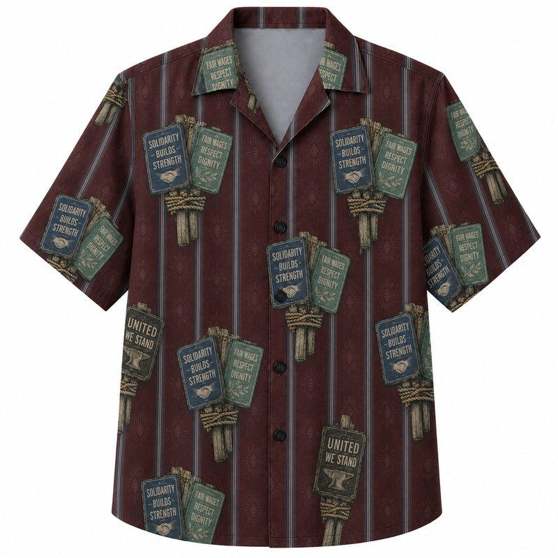 Labor Day Hawaiian Shirt Ledger Card Maroon Print for the Holiday