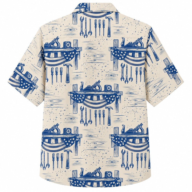 Labor Day Hawaiian Shirt Liberty Bell Cream Print for the Holiday