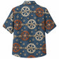Labor Day Hawaiian Shirt- Linked Cogwheel and Rivet Print on Blue