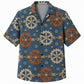 Labor Day Hawaiian Shirt- Linked Cogwheel and Rivet Print on Blue