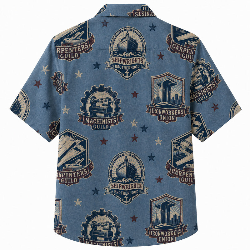 Labor Day Hawaiian Shirt- Machinist and Shipwright Guild Print