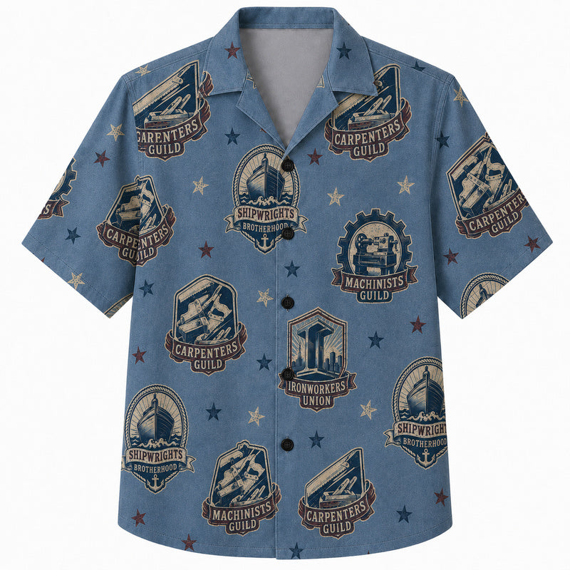 Labor Day Hawaiian Shirt- Machinist and Shipwright Guild Print