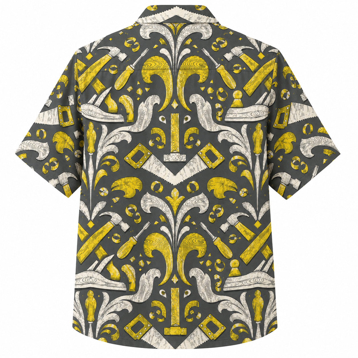 Labor Day Hawaiian Shirt- Mallet and Chisel Ornate Damask in Charcoal