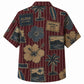 Labor Day Hawaiian Shirt- Maroon Aloha and Workwear Patch Print