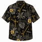 Labor Day Hawaiian Shirt- Midnight Palm and Crane Silhouette Print
