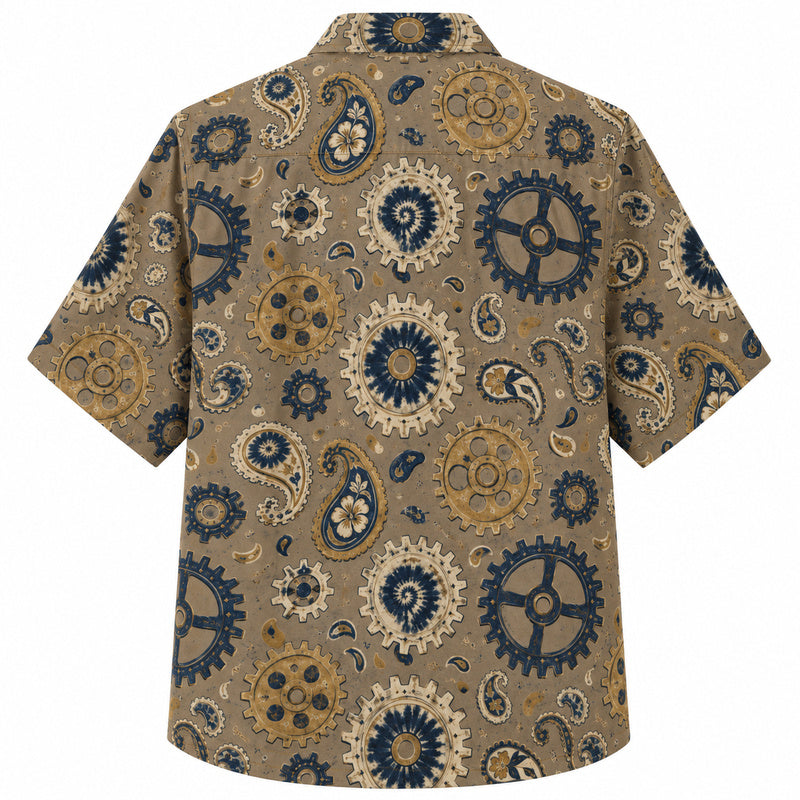 Labor Day Hawaiian Shirt- Mocha Gear Paisley Pattern for the Long Weekend