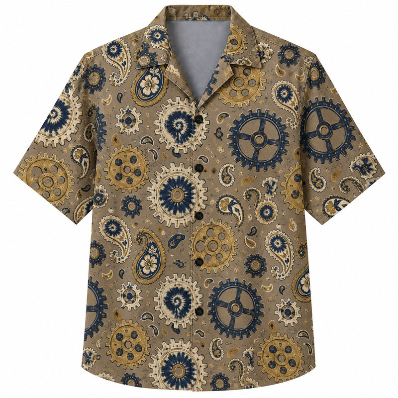Labor Day Hawaiian Shirt- Mocha Gear Paisley Pattern for the Long Weekend