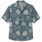 Labor Day Hawaiian Shirt- Monstera Leaf and Bronze Cog Wheel Print